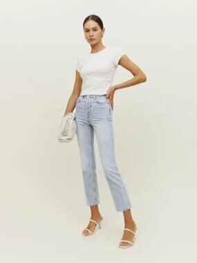 Reformation Cynthia High Rise Straight Cropped Jeans Tahoe - Size 30